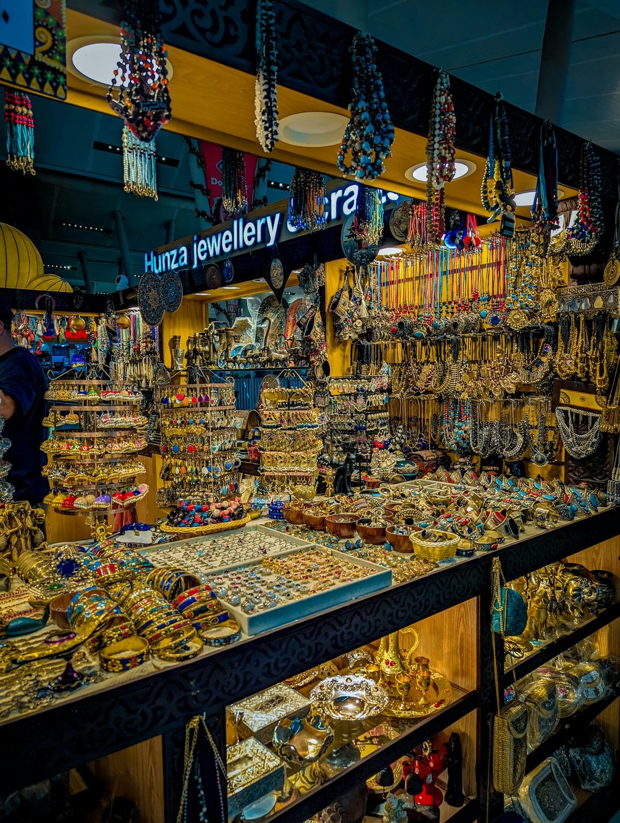 A jewellery stall full of bangles and necklaces